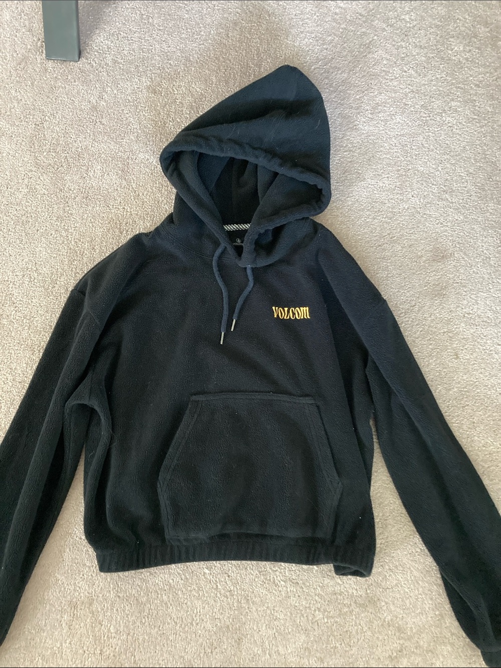Volcom Black Hoodie with Yellow Logo